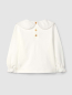 Preview: Laranjinha I5756 Baumwoll-Longsleeve mit Rüschenkragen Off-White