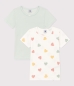 Mobile Preview: Petit Bateau T-Shirts aus Baumwolle mit Herzmotiv im 2er-Set für kleine Mädchen