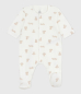 Preview: Petit Bateau Strampler aus bedrucktem Doppeljersey MARSHMALLOW/BRUN
