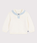 Preview: Petit Bateau Baby-Pullover mit Schalkragen gestreifter Baumwolle