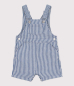 Preview: Petit Bateau Kurze Baby-Latzhose aus gestreiftem Serge CREPUSCULE/MARSHMALLOW