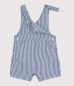 Preview: Petit Bateau Kurze Baby-Latzhose aus gestreiftem Serge CREPUSCULE/MARSHMALLOW