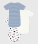 Preview: Petit Bateau Set kurzärmelige Baby-Bodys aus Baumwolle mit Hundemotiv