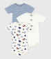 Preview: Petit Bateau Set kurzärmelige Baby-Bodys aus Baumwolle mit Hundemotiv