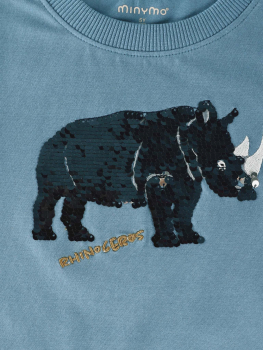 Preview: Minymo T-shirt Odyssey Gray mit Wendepailletten