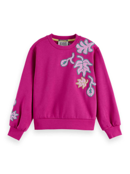 Scotch & Soda Relaxed-fit embroidered sweatshirt DARK PINK