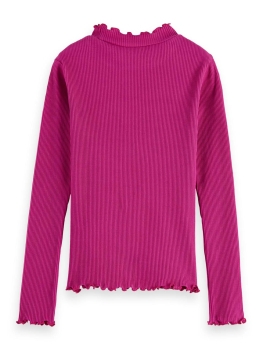 Scotch & Soda Mock neck ribbed slim-fit long-sleeve t-shirt DARK PINK