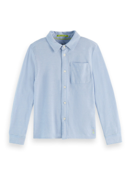 Scotch & Soda Regular-fit two-tone pique long-sleeve Hemd NAVY