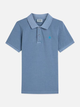 Scotch & Soda embroidery pique  garmentdyed polo Captain Blue