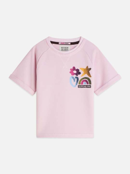 Scotch & Soda Front and back artwork shortsleeve sweatshirt Lilac Snow