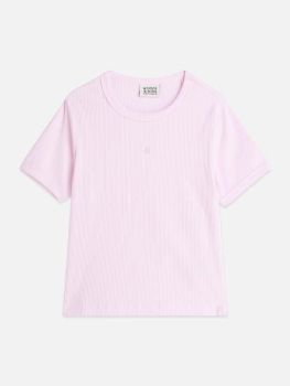 Scotch & Soda Seasonal core ribbed slimfit Tshirt Lilac Snow