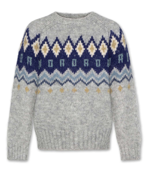 AO76 Strickpullover jacquard heather grey