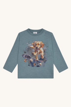 Hust & Claire HCAnton Skater dog Langarmshirt Iron blue