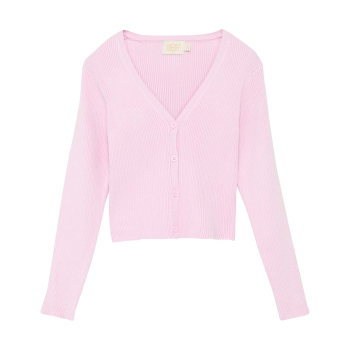 Creamie Cardigan Rib Rose Pink