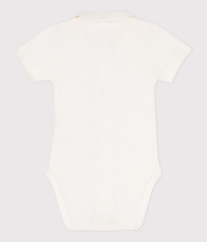 Petit Bateau Kurzärmeliger Baby-Body aus Bio-Baumwolle mit Kragen MARSHMALLOW