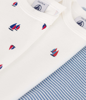 Petit Bateau 3er-Set langärmelige Bodys aus Baumwolle mit Segelmotiv für Babys