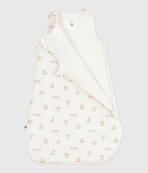 Preview: Petit Bateau Babyschlafsack aus Baumwolle mit Bärmotiv weiss/BRUN