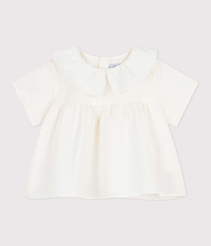 Petit Bateau Kurzärmelige Baby-Bluse aus Baumwoll-Popeline