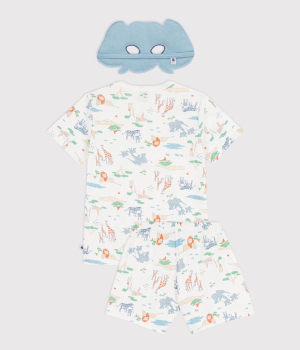 Preview: Petit Bateau Kinder-Kurzpyjama zum Verkleiden aus Baumwolle mit Savannen-Motiv