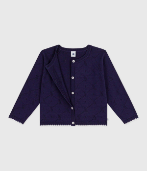 Preview: Petit Bateau Kinder-Cardigan aus einfarbiger Baumwolle