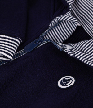 Preview: Petit Bateau Baby-Kapuzensweatshirt aus Baumwolle mit Streifenverzierungen
