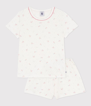 Petit Bateau Mädchen Kurzpyjama aus Baumwolle mit Blumen-Lochstickerei