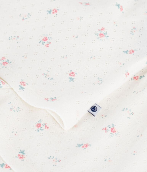 Preview: Petit Bateau Mädchen Kurzpyjama aus Baumwolle mit Blumen-Lochstickerei