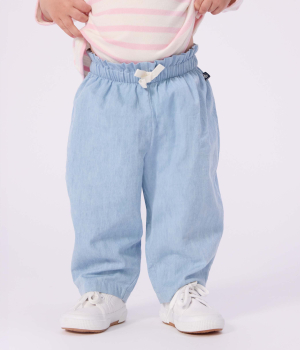 Preview: Petit Bateau Baby-Hose aus Chambray BLEU CLAIR