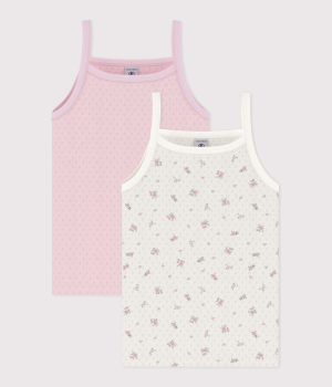 Petit Bateau Set Kinder-Unterhemden aus Baumwolle mit Lochstickerei und Blumenmuster