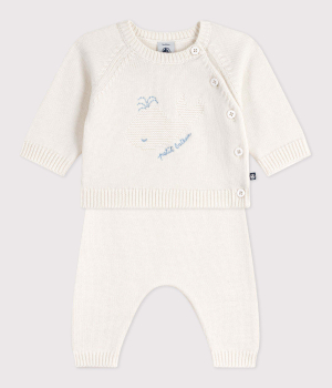 Petit Bateau 2-teiliges Baby-Set aus Woll- und Baumwoll-Strick mit Walmotiv