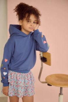 Preview: NoNo Hooded Sweater Heart embro Ensign Blue