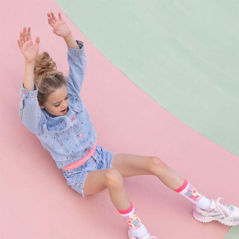 Billieblush Denim-Jacke Blau mit mehrfarbigen Nieten