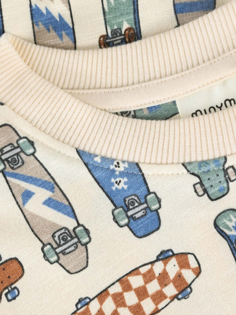 Minymo Sweatshirt LS AOP White Swan