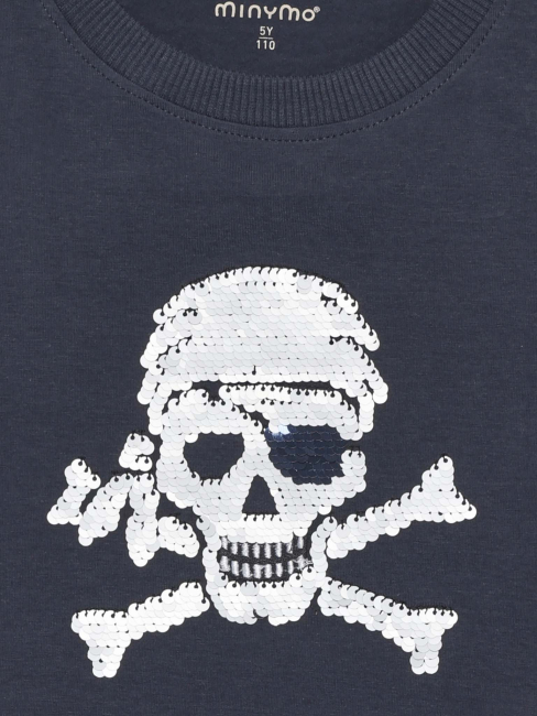 Minymo T-shirt Pirat Blue Shadow mit Wendepaillette