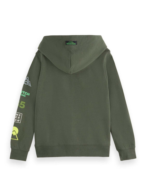 Scotch & Soda Regular-fit artwork zip-through hoodie DARK GREEN