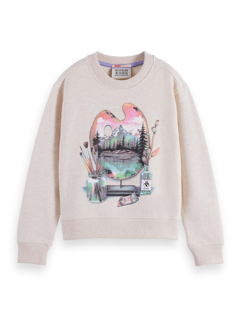 Scotch & Soda crewneck Sweatshirt with front artwork MEDIUM BEIGE