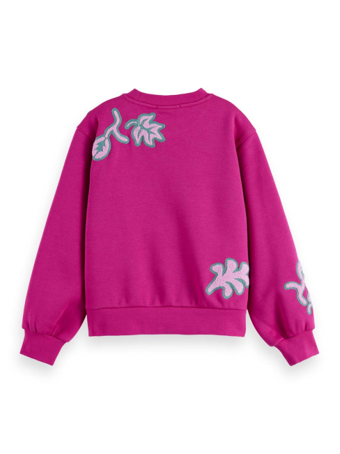 Scotch & Soda Relaxed-fit embroidered sweatshirt DARK PINK