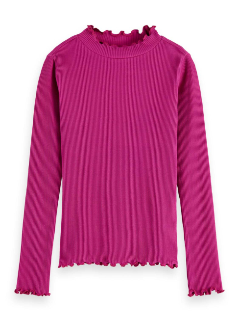 Scotch & Soda Mock neck ribbed slim-fit long-sleeve t-shirt DARK PINK