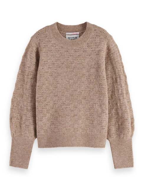Scotch & Soda Lightweight ajour-knitted pullover MEDIUM BEIGE
