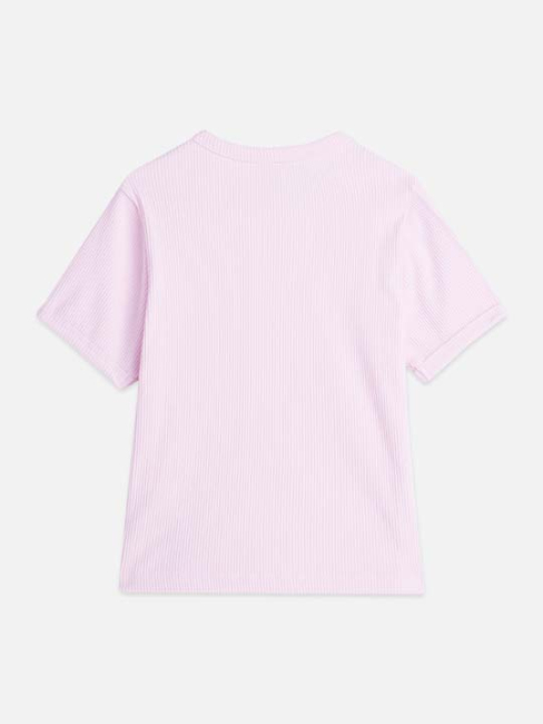 Scotch & Soda Seasonal core ribbed slimfit Tshirt Lilac Snow