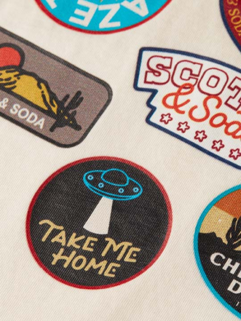 Scotch & Soda Front artwork relaxedfit Tshirt Eggnog