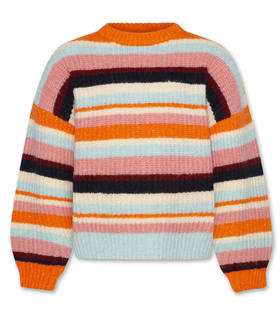 AO76 gestreifter Strickpullover c-neck striped multicolour