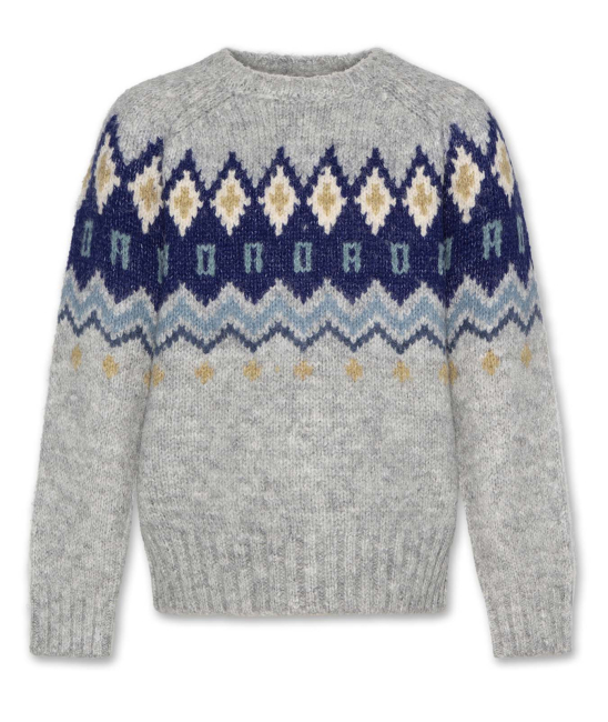 AO76 Strickpullover jacquard heather grey