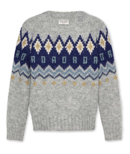 AO76 Strickpullover jacquard heather grey