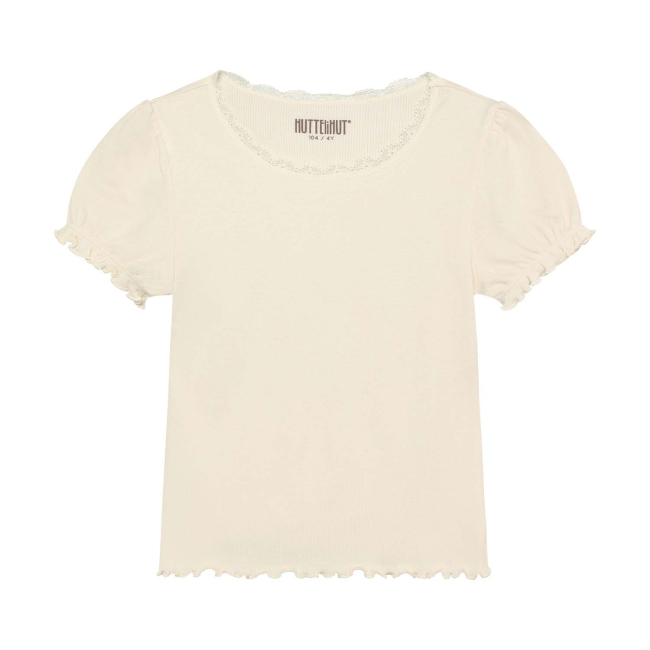 Huttelihut Basic T-shirt Rib Antique White