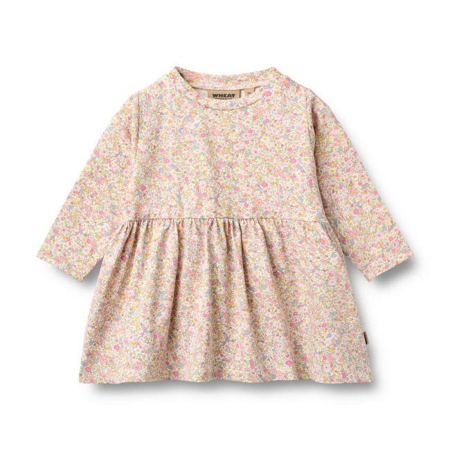 Wheat Jersey Baby Dress Sessa blush flower meadow