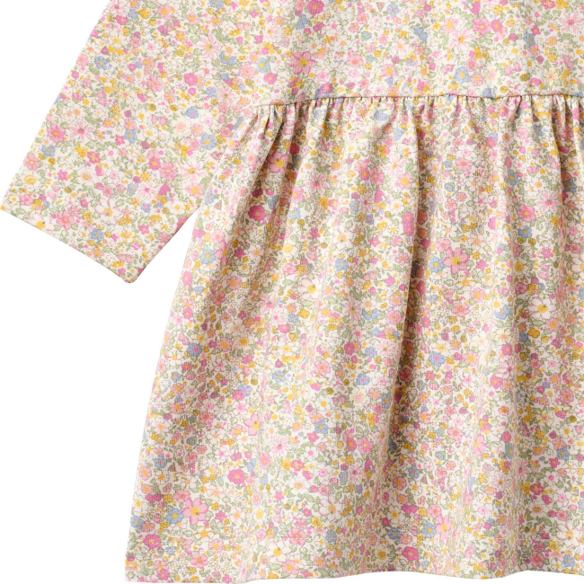 Wheat Jersey Baby Dress Sessa blush flower meadow