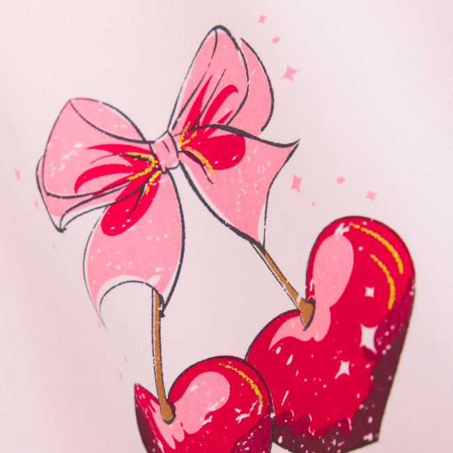 Creamie T-shirt Rose Pink mit Schleife und Kirschprint