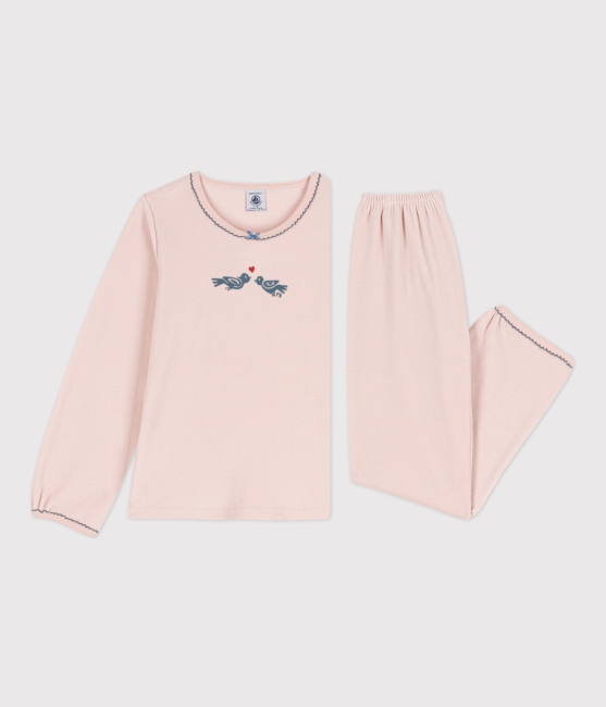 Petit Bateau Samt-Pyjama für Mädchen rosa Saline