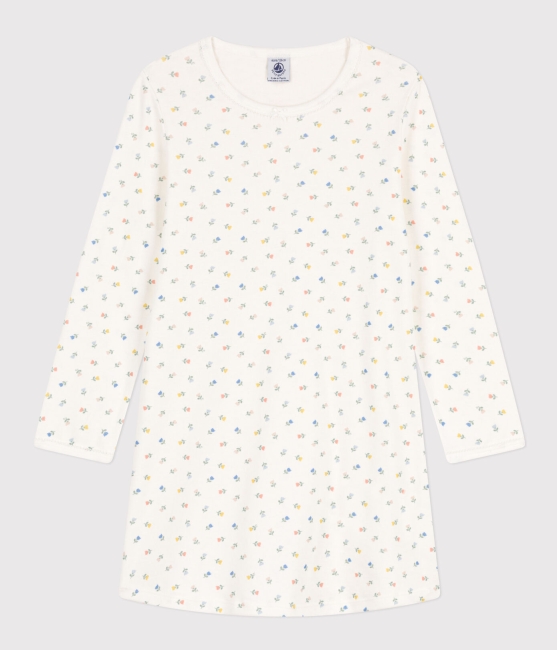 Petit Bateau Baumwoll-Nachthemd mit Blumenmotiv für kleine Mädchen MARSHMALLOW/MULTICO